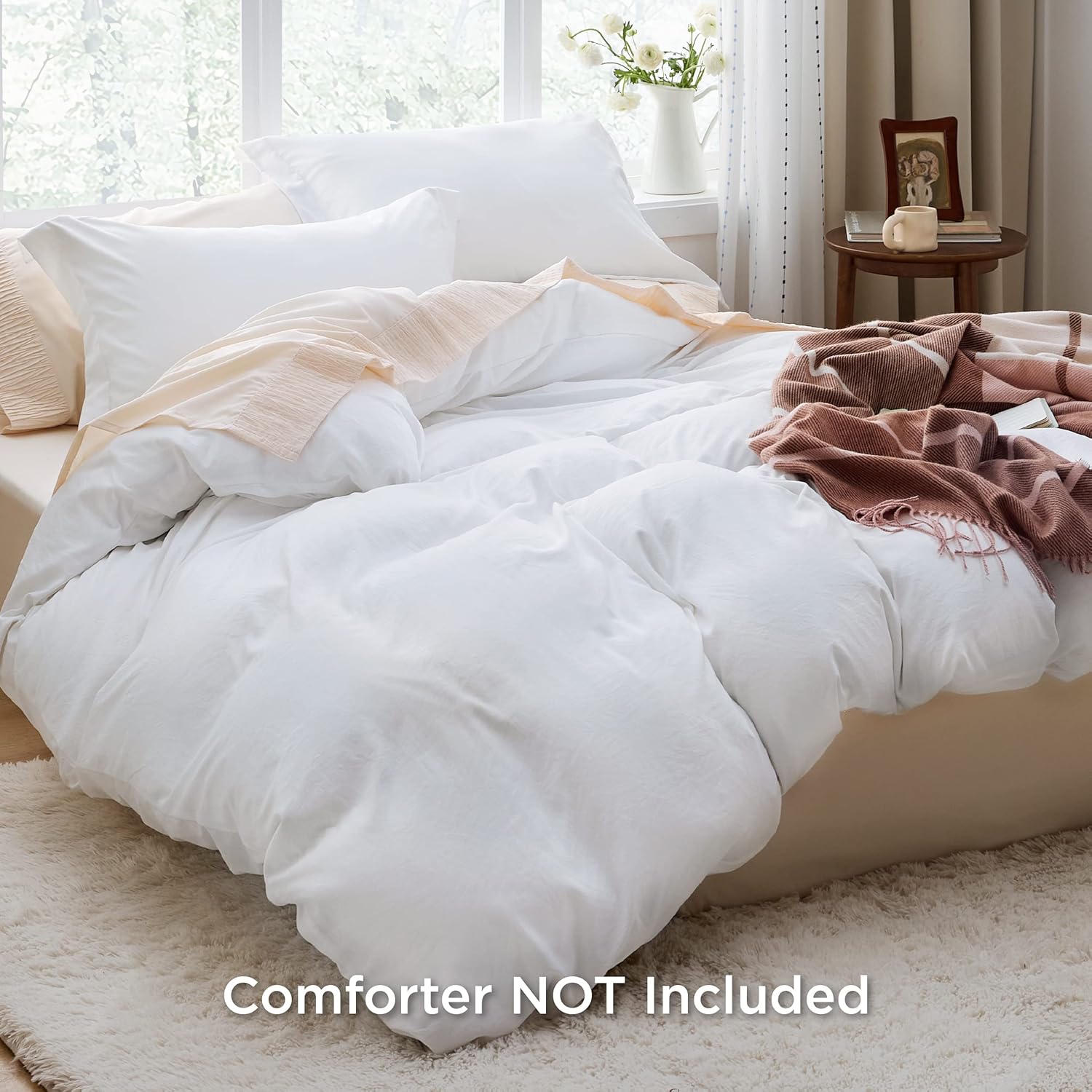 1731636680 313 Bedsure White Washed Duvet Cover Set FullQueen Size with Zipper Thedalweb Bedsure White Washed Duvet Cover Set Full/Queen Size with Zipper Closure,Ultra Soft Hypoallergenic Comforter Cover Sets 3 Pieces (1 Duvet Cover + 2 Pillow Shams), 90X90 inches