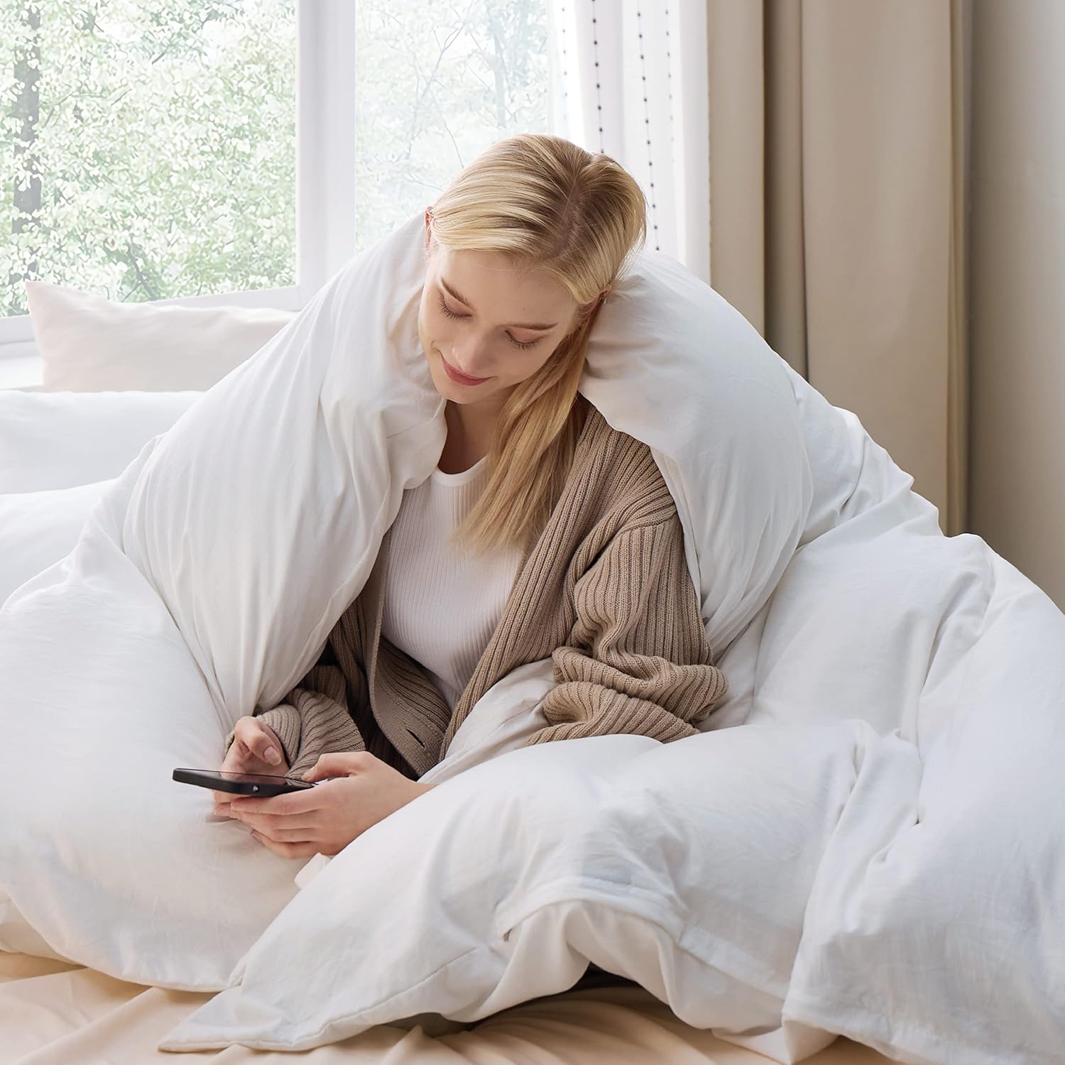 1731636681 600 Bedsure White Washed Duvet Cover Set FullQueen Size with Zipper Thedalweb Bedsure White Washed Duvet Cover Set Full/Queen Size with Zipper Closure,Ultra Soft Hypoallergenic Comforter Cover Sets 3 Pieces (1 Duvet Cover + 2 Pillow Shams), 90X90 inches