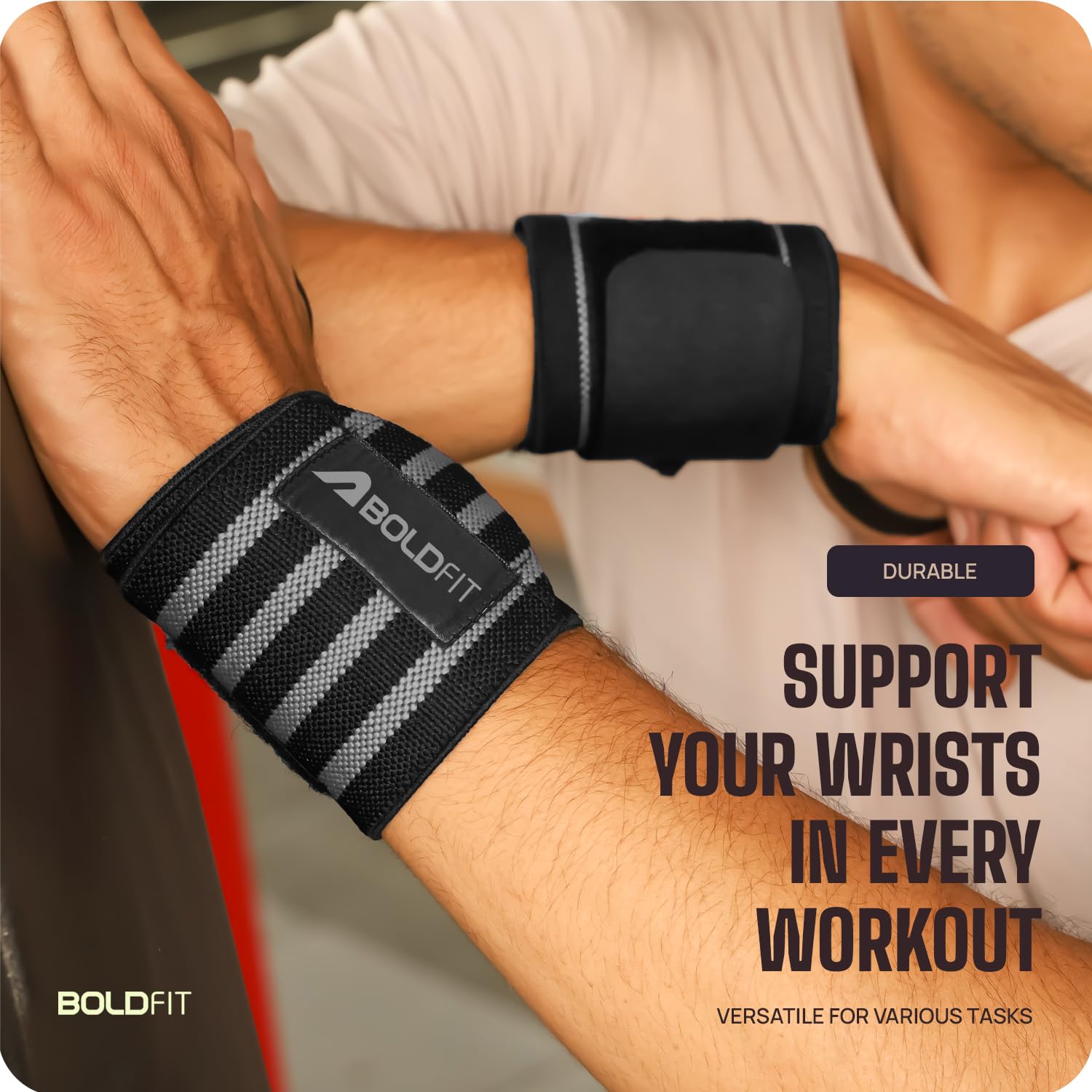 1732329084 119 Boldfit Nylon Wrist Supporter for Gym Wrist Band for Men Thedalweb Boldfit Nylon Wrist Supporter for Gym Wrist Band for Men Gym&Women with Thumb Loop Straps-Wrist Wrap Gym Accessories for Men Hand Grip&Wrist Support Sports Straps for Gym,Weightlifting-Grey,One Size