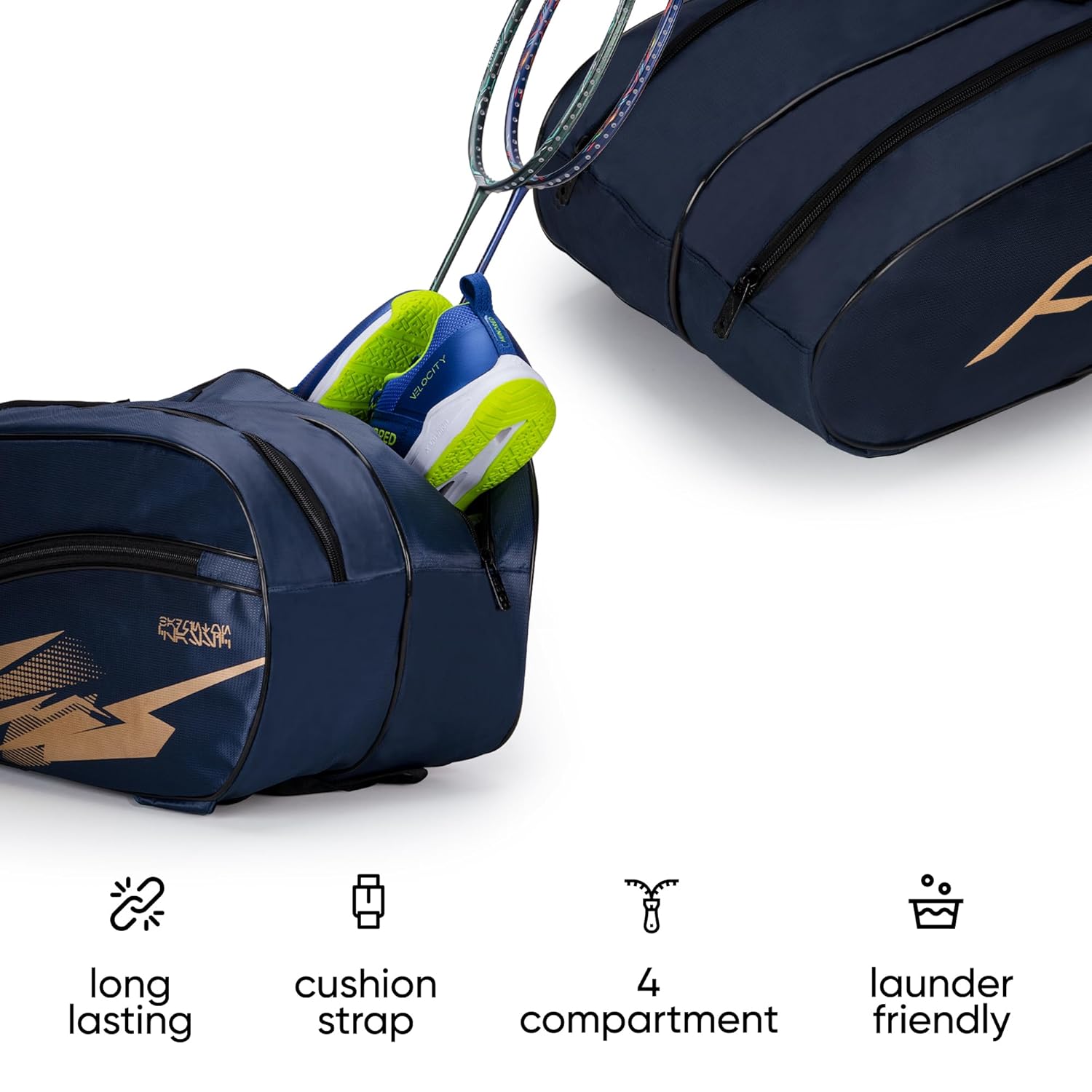 1732687820 302 Hundred Cosmogear Badminton Kit Bag NavyDouble ZipperBag with Front Zipper Pocket Thedalweb Hundred Cosmogear Badminton Kit-Bag (Navy)|Double Zipper|Bag with Front Zipper Pocket