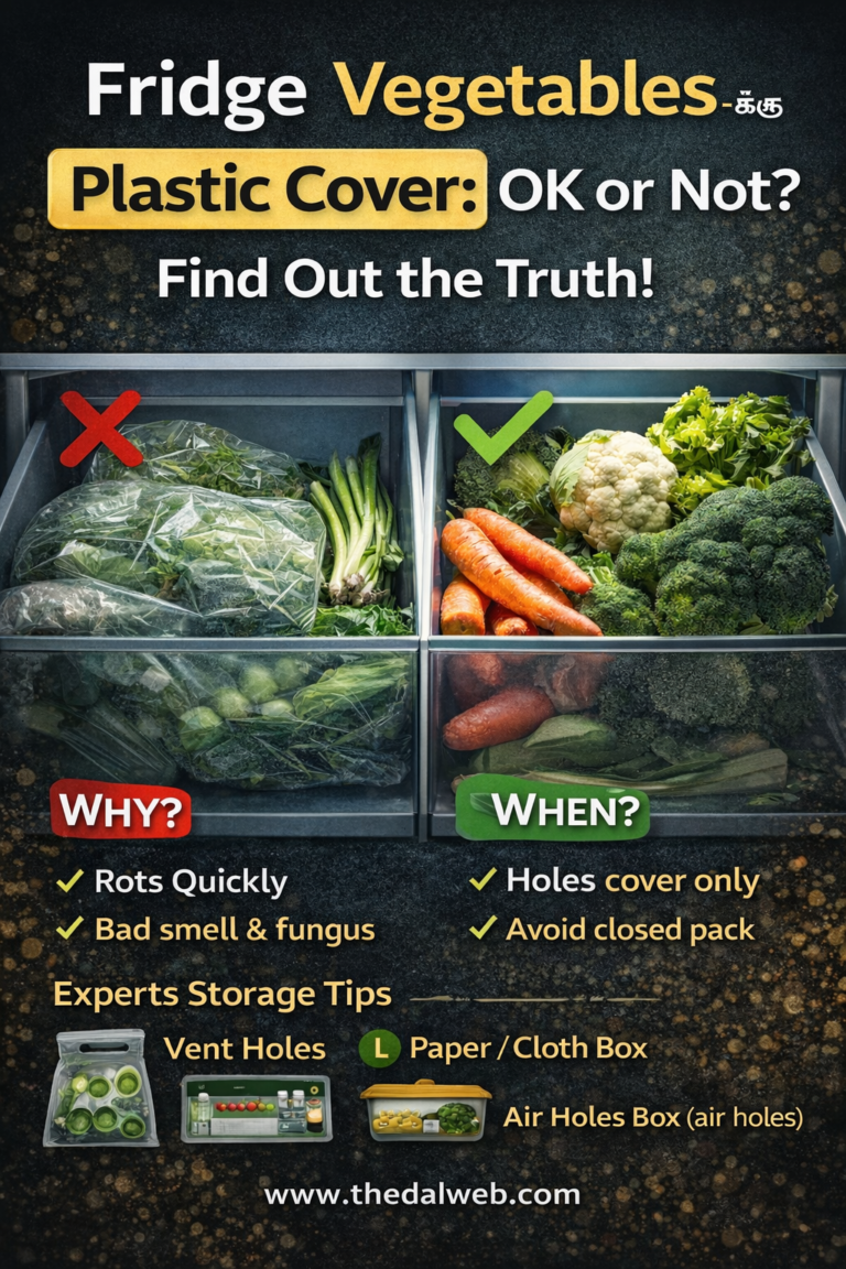 🥦 Fridge-ல Vegetables-க்கு Plastic Cover வைக்கலாமா? உண்மை தெரிஞ்சுக்கோங்க!