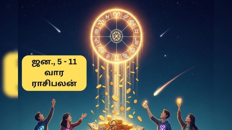 Weekly Rasi palan 2026 01 78a3df1a68d5c56c5dcac752e0b578e8 3x2 Thedalweb Weekly Rasi Palan | ஜன., 5 முதல் 11 வரை.. ஒரே வாரத்தில் கோடீஸ்வர யோகம் பெறும் 4 ராசிகள்.. வார ராசிபலன் இதோ!