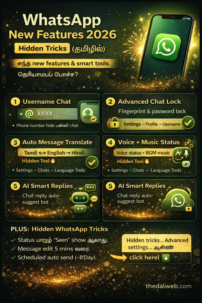 📱 WhatsApp New Features 2026 – Hidden Tricks (Tamil Guide)