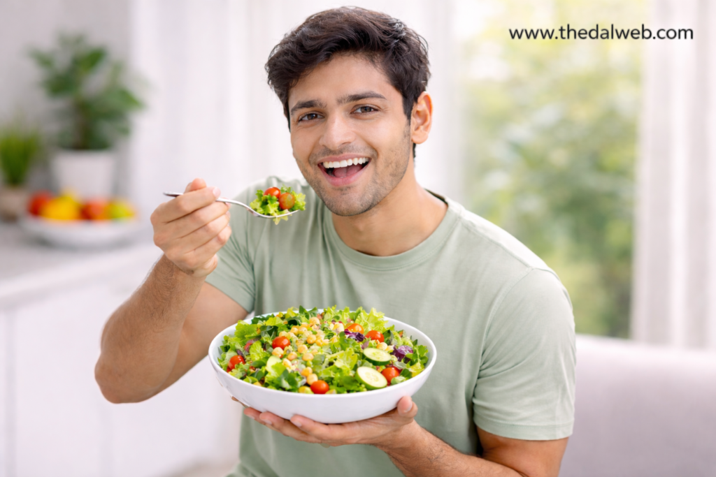 A person following mindful eating habits for a healthy life.