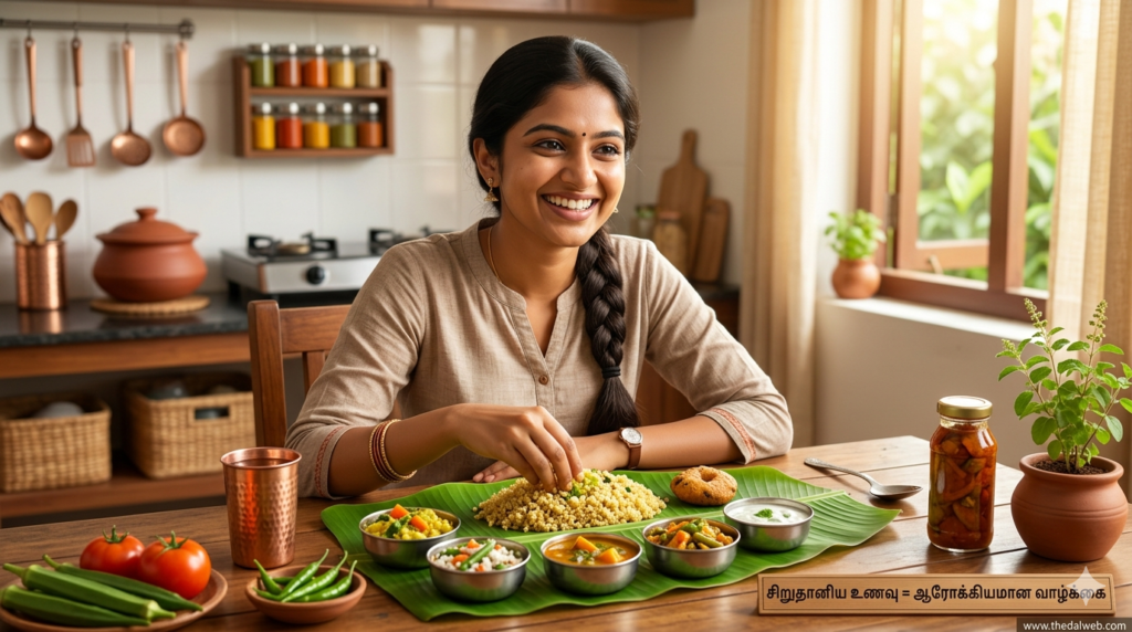 தினை சாதம் சாப்பிடும் தமிழ் இளைஞர்