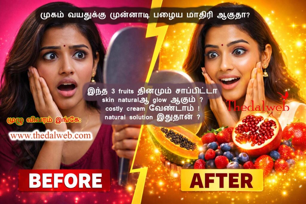 Skin transformation with glowing fruits