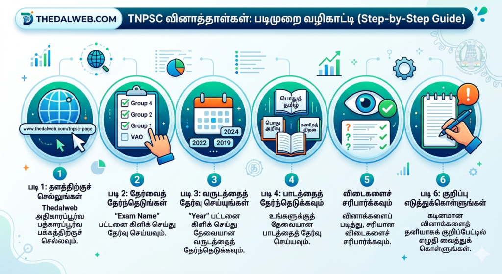 TNPSC previous year question papers on Thedalweb Thedalweb TNPSC Previous Year Questions in Tamil 2026-2027: அரசு அதிகாரியாக உங்கள் கனவை நனவாக்க இதோ பொக்கிஷம்!