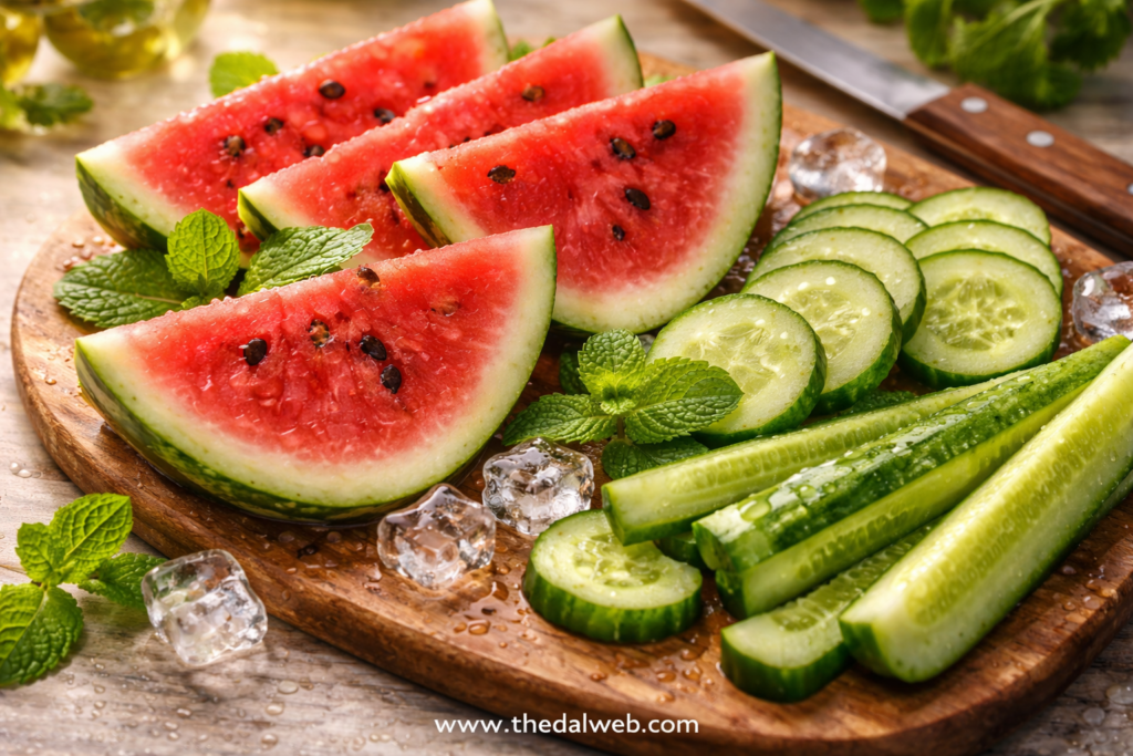 Watermelon and cucumber for summer hydration