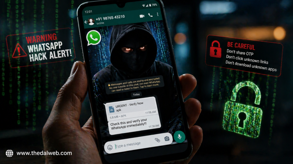 WhatsApp cyber fraud and hacking representation Tamil.