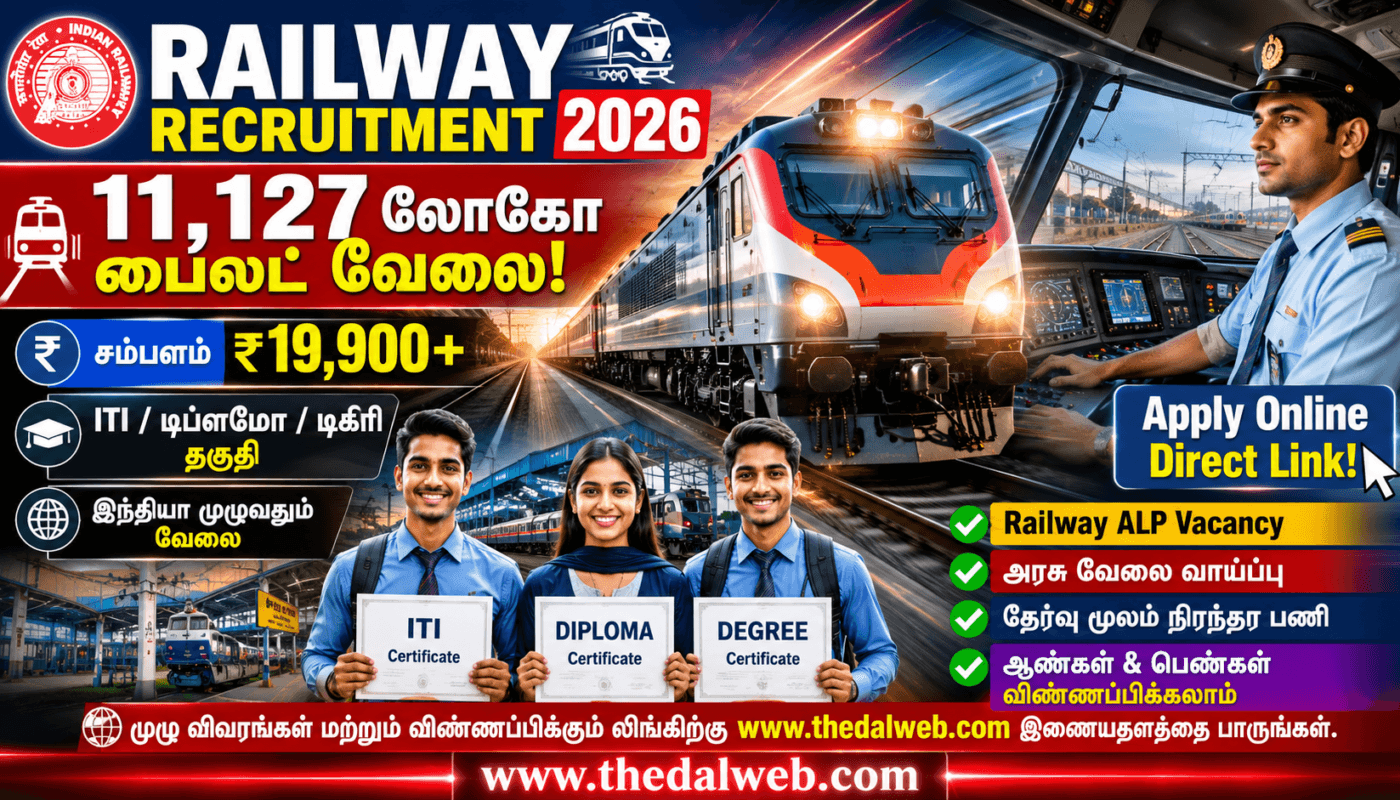 RRB ALP Recruitment 2026 Tamil – Massive 11,127 Vacancies Out! Official Notification, Salary ₹19,900, Apply Online Direct Link
