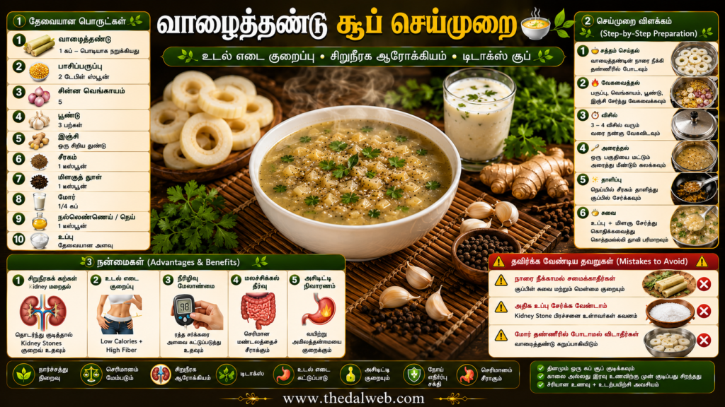 Banana stem soup benefits for kidney stones and weight loss.