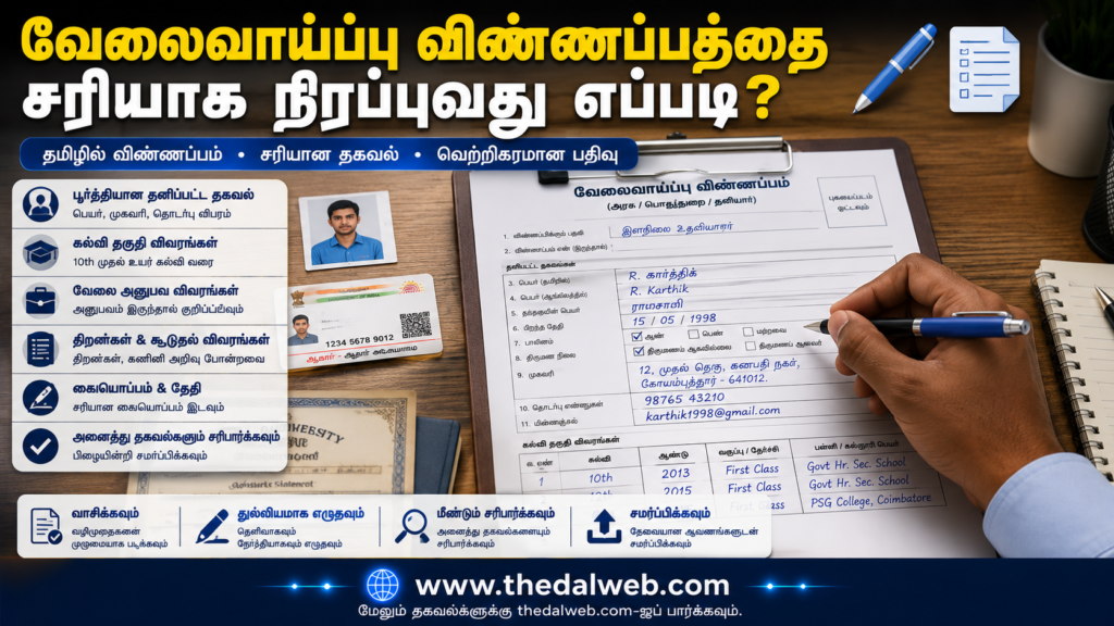 Filling offline job application form for Coimbatore district social welfare department recruitment 2026.