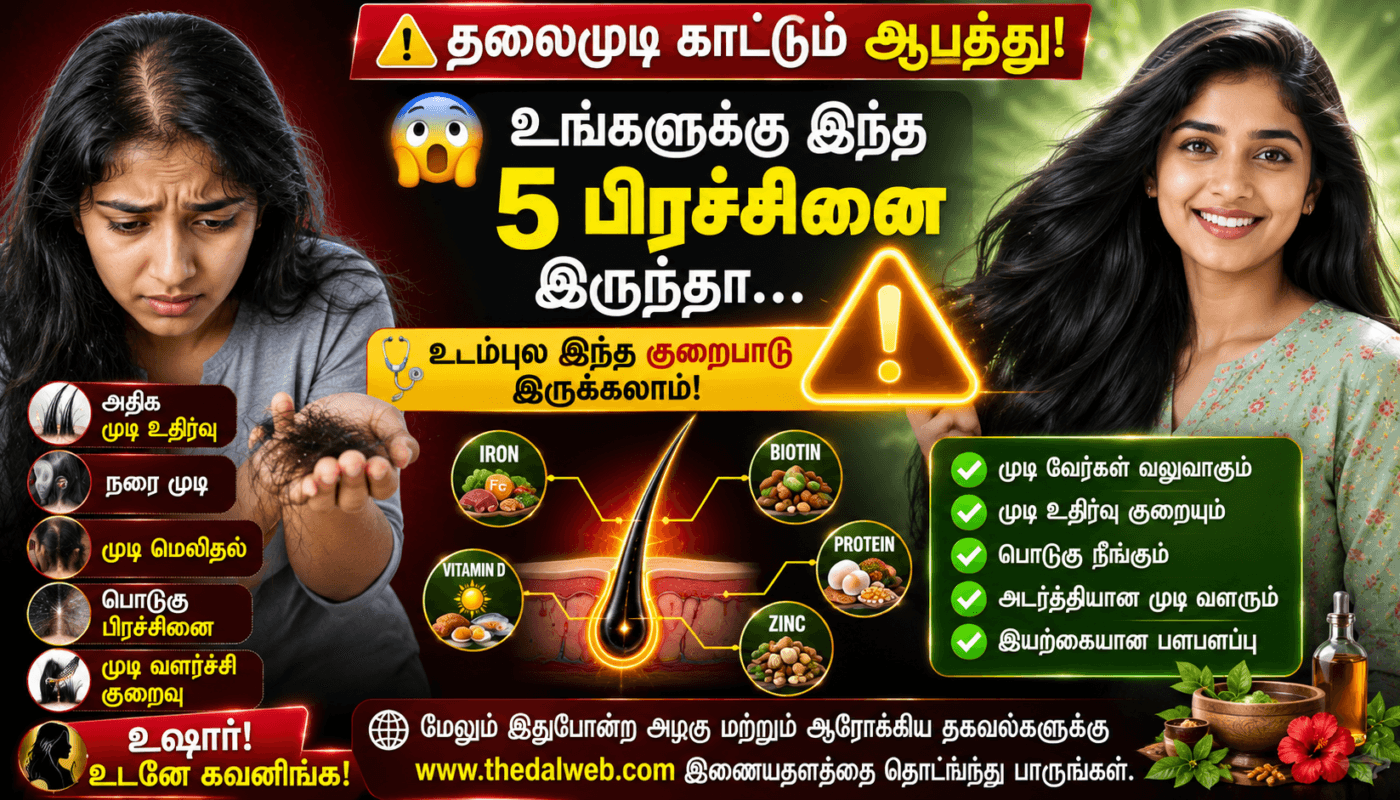உங்களுக்கு இந்த 5 தலைமுடி பிரச்சினை இருந்தா உங்க உடம்புல இந்த ஆபத்து இருக்கலாம்! உஷார் உடலநல ரகசியங்கள் | Hair Care Tips in Tamil 2026