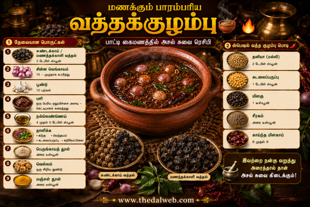 நாவூறும் கல்யாண வீட்டு வத்த குழம்பு ரகசியம் அம்பலம்! 2026-ல் ஹோட்டல் சுவையில் செய்வது எப்படி? - Kalyana Veettu Vatha Kulambu 1 Kalyana Veettu Vatha Kulambu
