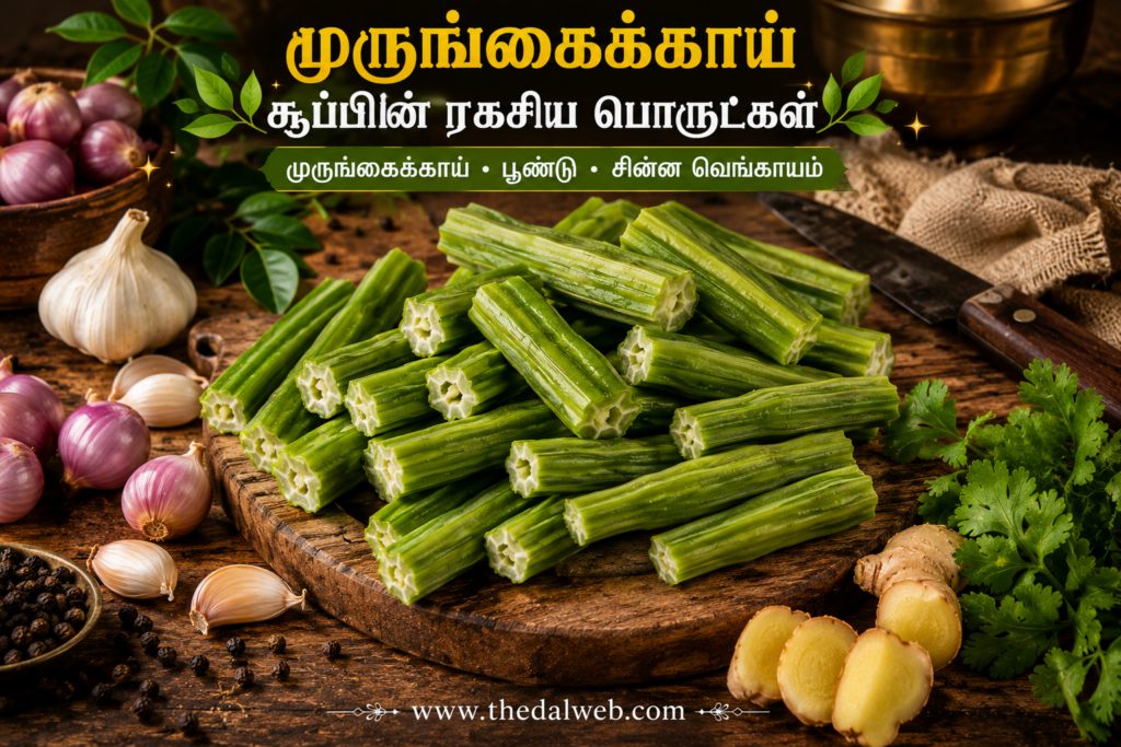 ஆண்களுக்கு அசாத்திய பலம் தரும் முருங்கைக்காய் சூப்! 2026-ல் நோய் எதிர்ப்பு சக்தியை அதிகரிக்க இதோ எளிய வழி! - Murungaikkai Soup 1 Ingredients for Tamil style drumstick soup.