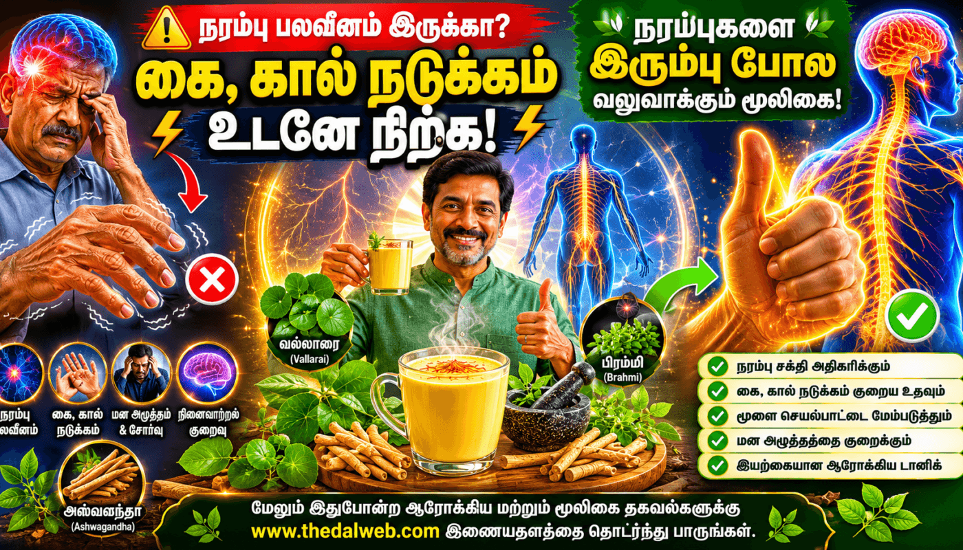கை, கால் நடுக்கம் உடனே நிற்கணுமா? பலவீனமான நரம்புகளை இரும்பு போல மாற்றிடும் 5 அமேசிங் நரம்பு பலம்பெற மூலிகை ரகசியங்கள் 2026! | Nerves Strengthening Herbs in Tamil (Narambu Balambera)