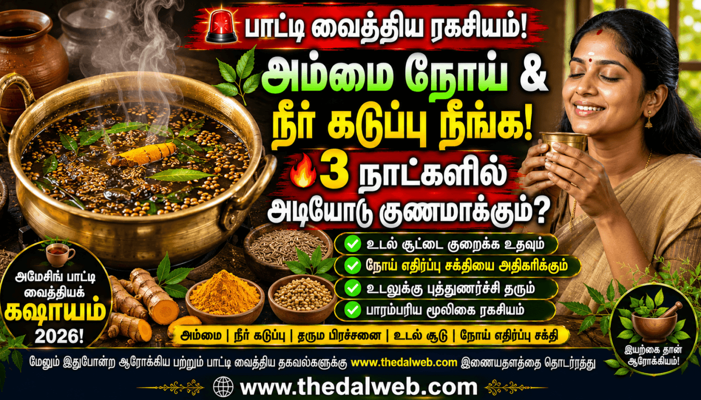 வைகாசி வெயிலால் வரும் “அம்மை நோய்” மற்றும் “நீர் கடுப்பை” 3 நாட்களில் அடியோடு நீக்கும் பாட்டி வைத்தியக் கஷாயம்! 2026 தமிழ் மருத்துவ ரகசியம் | Tamil Paati Vaithiyam for Body Heat