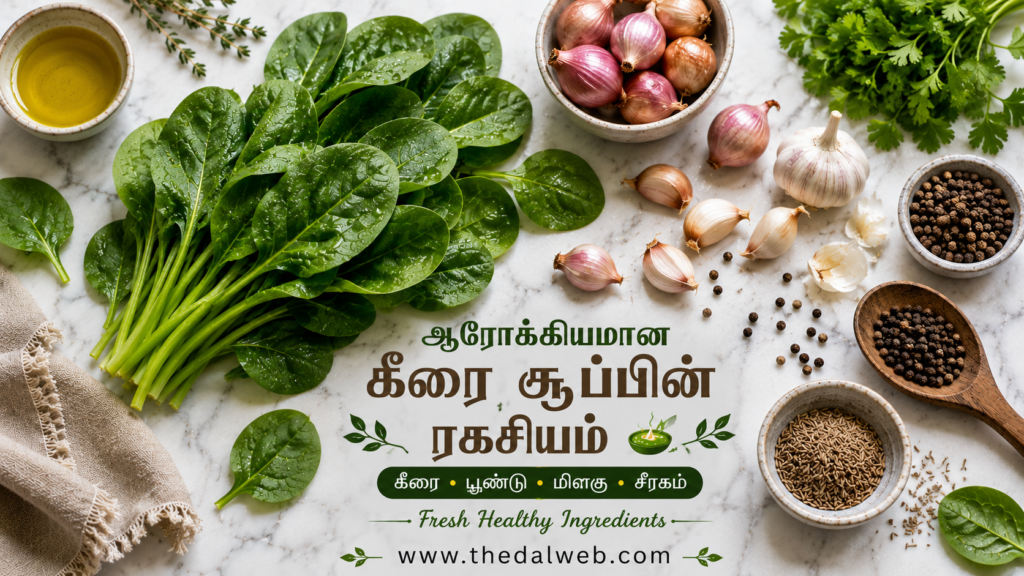 10 நிமிடத்தில் ஆரோக்கியமான பசலைக்கீரை சூப் செய்வது எப்படி? ரத்த சோகை நீங்க இதுவே சிறந்த வழி! - Pasalai Keerai Soup 1 Ingredients for healthy Tamil spinach soup 2026