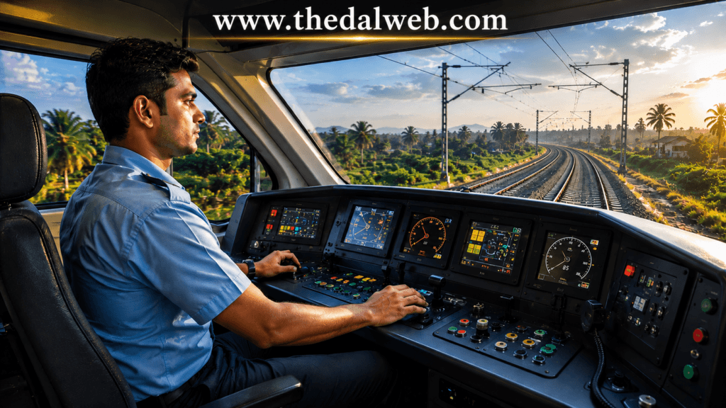 Indian Railways Assistant Loco Pilot driving cabin realistic view