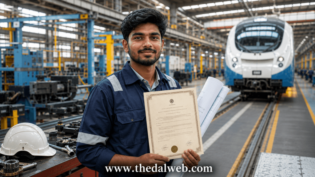 Indian technical student with diploma certificate for railway jobs