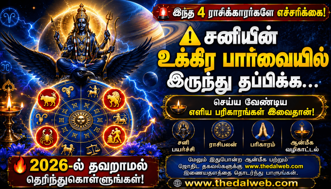 இந்த 4 ராசிக்காரர்கள் தப்பித்தவறிக்கூட ‘இந்த’ தவறை செஞ்சிடாதீங்க… சனியின் உக்கிர பார்வையில் இருந்து தப்பிக்க எளிய பரிகாரம்! 2026 ஜோதிட ரகசியங்கள் | Tamil Shani Dosha Pariharam