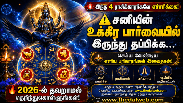 இந்த 4 ராசிக்காரர்கள் தப்பித்தவறிக்கூட ‘இந்த’ தவறை செஞ்சிடாதீங்க… சனியின் உக்கிர பார்வையில் இருந்து தப்பிக்க எளிய பரிகாரம்! 2026 ஜோதிட ரகசியங்கள் | Tamil Shani Dosha Pariharam