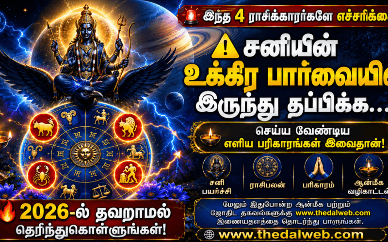 இந்த 4 ராசிக்காரர்கள் தப்பித்தவறிக்கூட ‘இந்த’ தவறை செஞ்சிடாதீங்க… சனியின் உக்கிர பார்வையில் இருந்து தப்பிக்க எளிய பரிகாரம்! 2026 ஜோதிட ரகசியங்கள் | Tamil Shani Dosha Pariharam