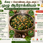 Smoky sautéed spinach and chickpeas Tamil recipe.