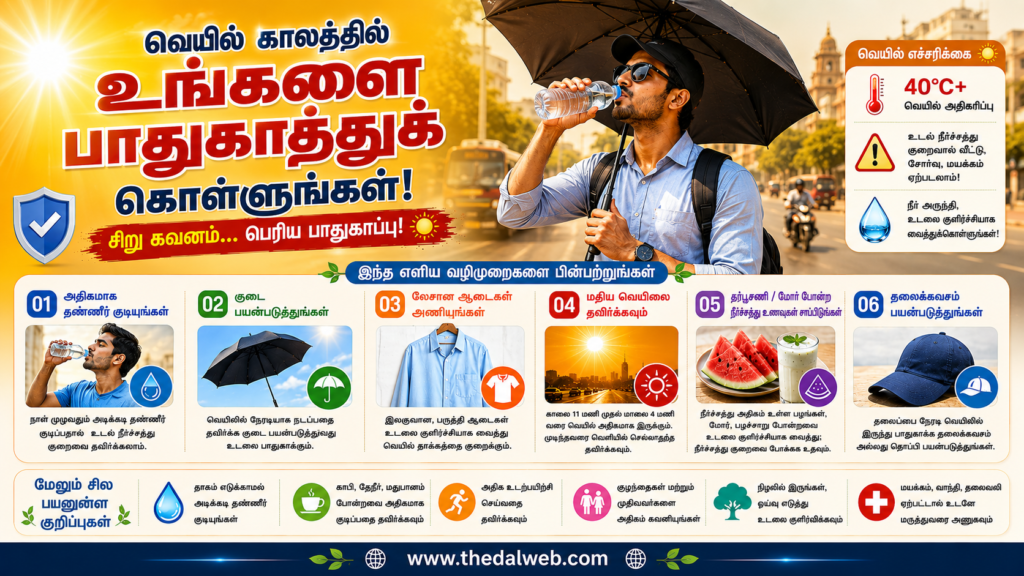 Summer safety tips and heatstroke prevention Tamil.