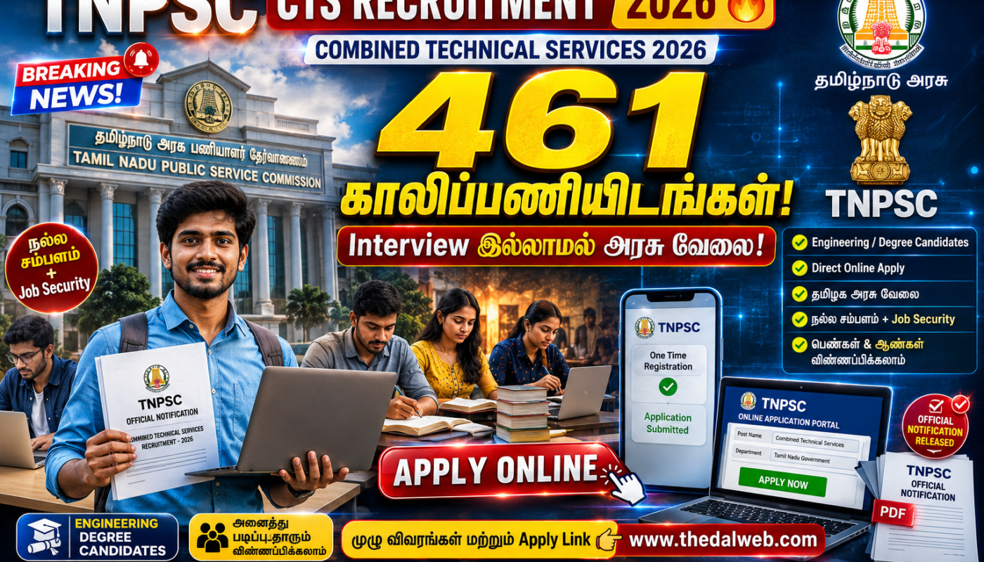 TNPSC Combined Technical Services Recruitment 2026 Tamil – Massive 461 Vacancies Released! | Apply Online Direct Link