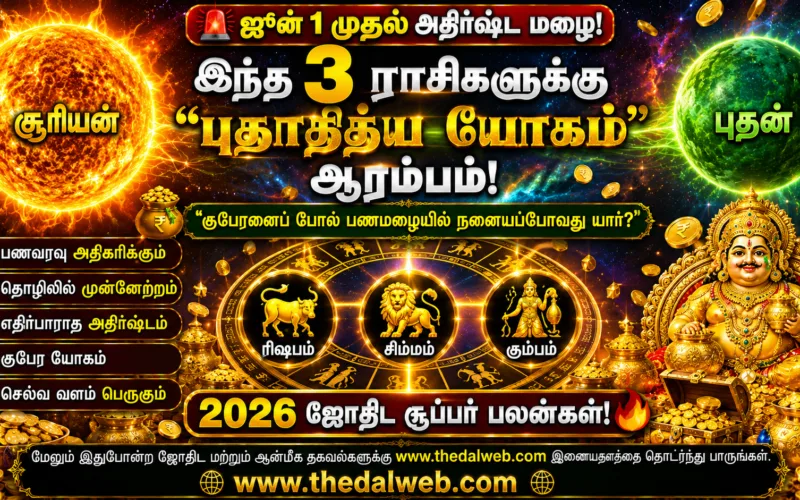 ஜூன் 1 முதல் இந்த 3 ராசிக்காரர்களுக்கு “புதாதித்ய யோகம்” ஆரம்பம்! குபேரனைப் போலப் பணமழையில் நனையப்போவது யார்? 2026 ஜோதிட கணிப்பு | Tamil Budhaditya Yoga Palangal