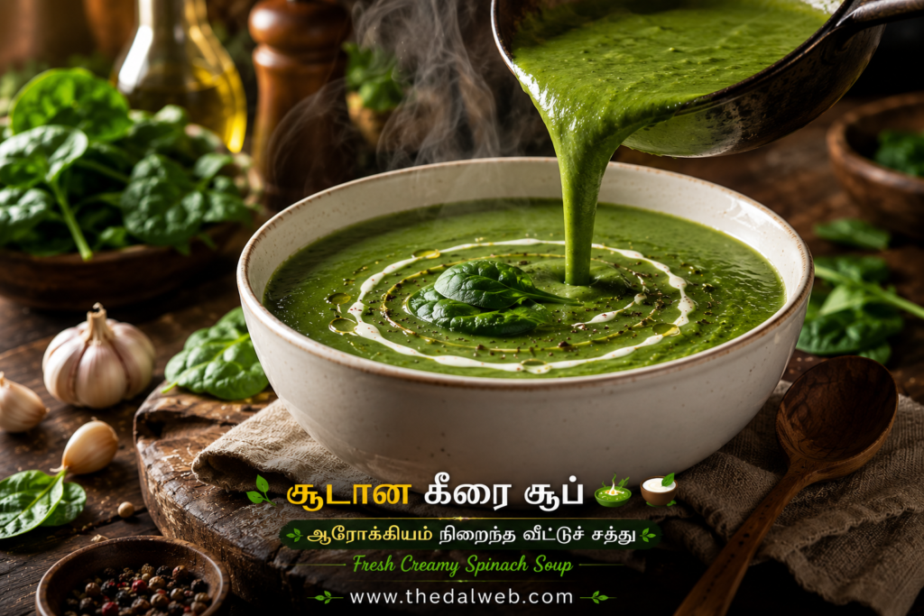10 நிமிடத்தில் ஆரோக்கியமான பசலைக்கீரை சூப் செய்வது எப்படி? ரத்த சோகை நீங்க இதுவே சிறந்த வழி! - Pasalai Keerai Soup 2 Health benefits of drinking spinach soup daily.