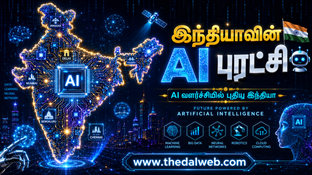India map with artificial intelligence circuits and digital technology lines