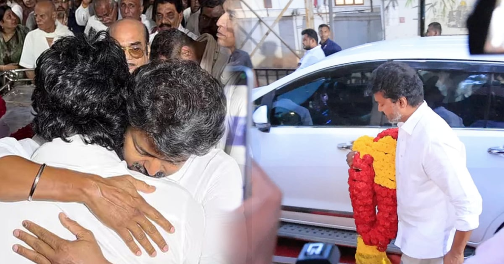 RB Choundary: விஜய்க்கு 6 படங்களை தயாரித்த தயாரிப்பாளர்; நேரில் சென்று விஜய் அஞ்சலி! |tvk leader Vijay Paid Last Respects To RB Choudary