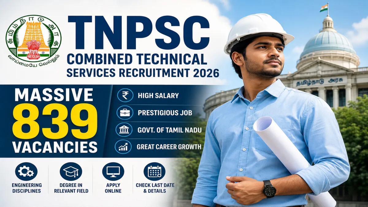 TNPSC Combined Technical Services Recruitment 2026 Out – Apply Online for 839 Massive Vacancies | High Salary, Qualification & Last Date Inside!
