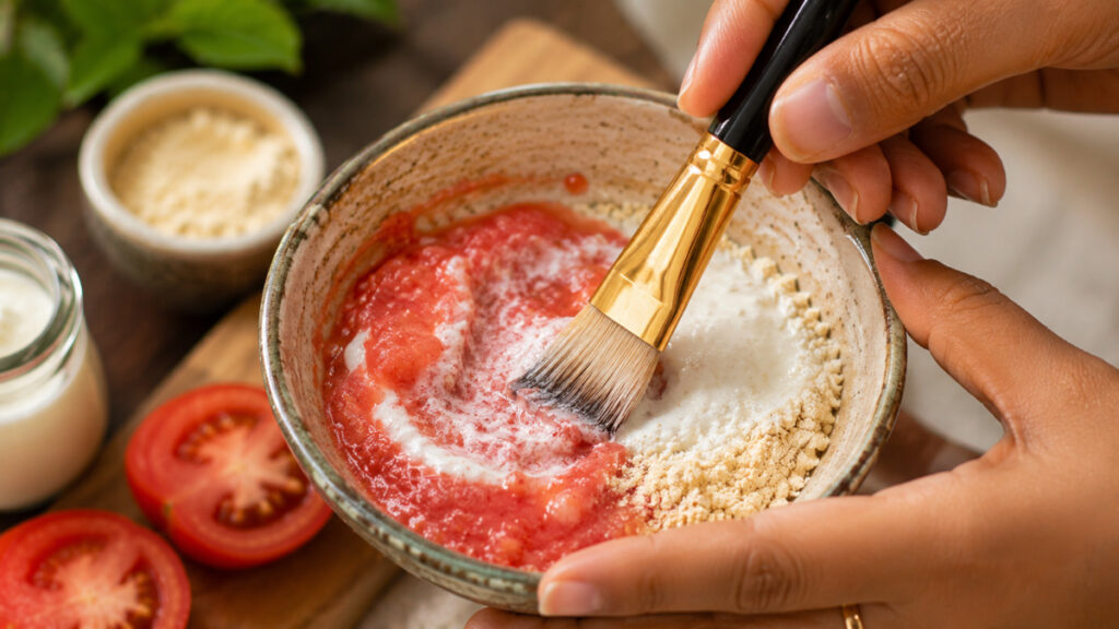 ஜூலை சீசனில் குளோயிங் ஸ்கின் பெற 3 எளிய டிப்ஸ் 2026 2 How to prepare tomato curd face pack for monsoon skin care Tamil