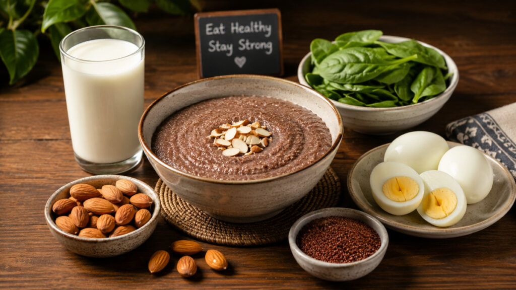 Healthy Indian food items rich in calcium and vitamin D for strong spine bones.