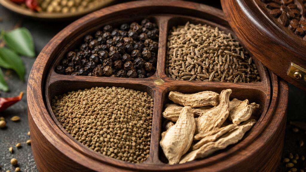 Traditional Tamil home remedy spices for bloating and gas trouble jeera ajwain