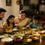 Indian family enjoying a healthy traditional South Indian meal for proper nutrient absorption.