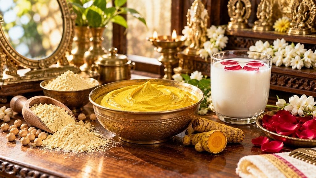 நவராத்திரி ஃபேஸ் பேக் 2026: கடலை மாவு கஸ்தூரி மஞ்சள் மேஜிக் 1 நவராத்திரி ஃபேஸ் பேக் கடலை மாவு கஸ்தூரி மஞ்சள் முகப்பொலிவு தமிழ் டிப்ஸ்
